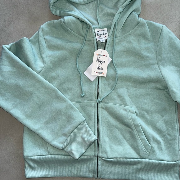 HIPPIE ROSE Juniors' Zip-Up Hoodie in Surf Spray - Picture 3 of 6